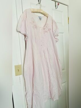 Vintage Silhouettes  Light Pink Embroidered Nightgown Dress